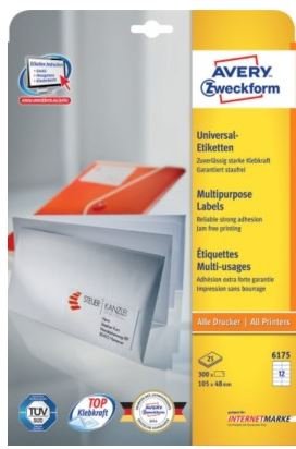 Avery Zweckform etikete 6175, 105 x 48 mm, bijele