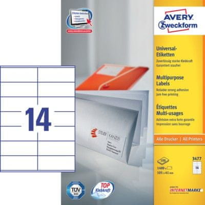 Avery Zweckform etikete 3477, 105 x 41 mm