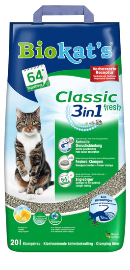 Biokat's pijesak za mačke Classic fresh 3v1, 20 l