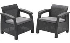 Allibert 2-dijelni komplet stolica Corfu Duo, s jastucima, antracit