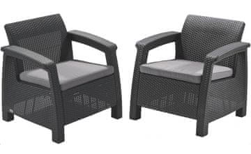 Allibert 2-dijelni komplet stolica Corfu Duo, s jastucima, antracit