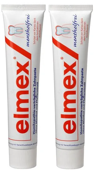 Elmex zubna pasta bez mentola, 2 x 75 ml