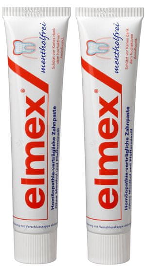 Elmex zubna pasta bez mentola, 2 x 75 ml