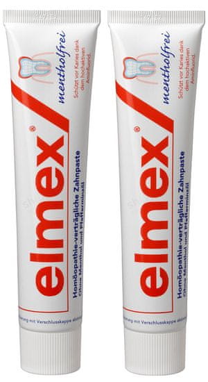 Elmex zubna pasta bez mentola, 2 x 75 ml