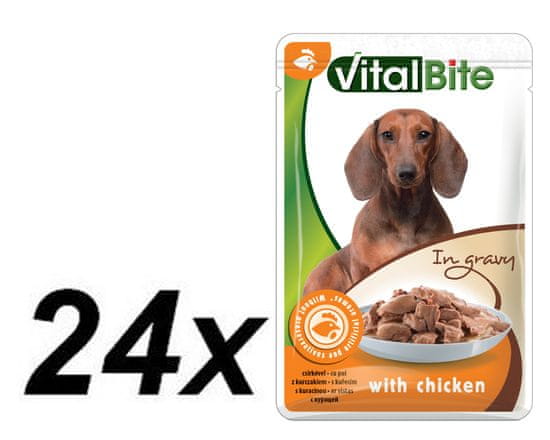 VitalBite hrana za pse, piletina, 24 x 85 g