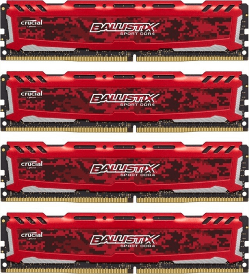 Crucial memorija Ballistix Sport LT Red 32GB Kit (4x8GB) DDR4 2400 CL16 DIMM