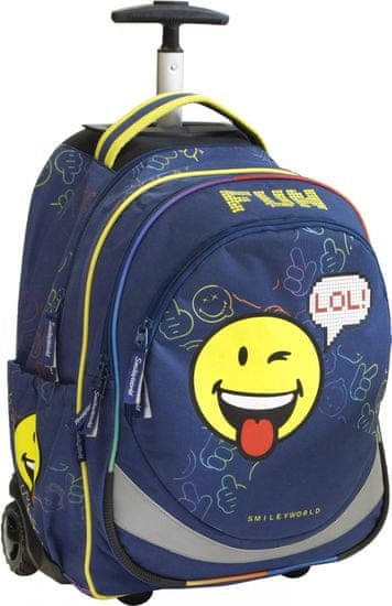 Smiley ruksak s kotačićima, plavi