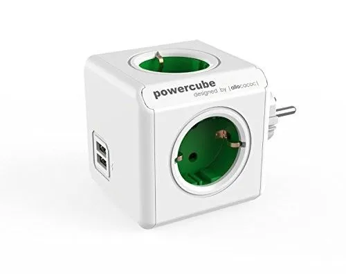 PowerCube električni razdjelnik Original, USB, zeleni