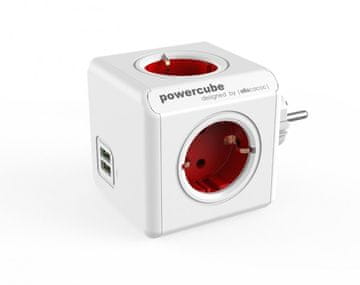 Allocacoc PowerCube Original razdjelnik, USB, crveni