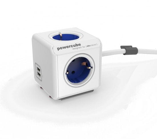 Allocacoc PowerCube Extended razdjelnik, USB, plavi