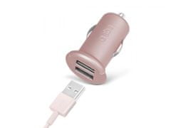 SBS auto punjač mini USB 2x izlaz, rozi