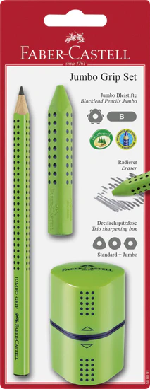 Faber-Castell set Grip olovka, gumica, dvostruko šiljilo, zeleni