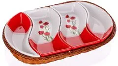 Banquet zdjelice Red Poppy u ovalnoj košarici, 4-dijelne