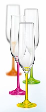 Crystalex čaše za šampanjac Neon, 190 ml, 4 komada