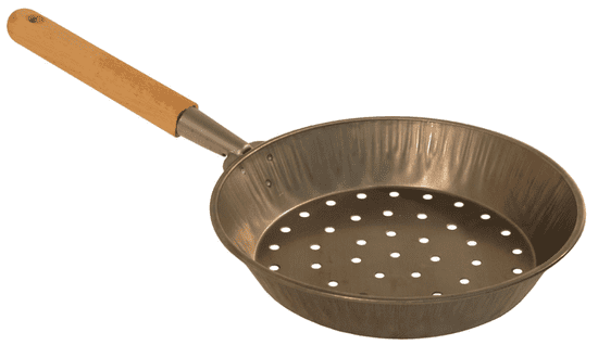 tava za kestene 27 cm, željezna, s drvenom ručkom