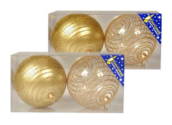 EverGreen božične kuglice s bijelim crtama, zlatne, 10 cm ,4 komada