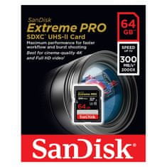 SanDisk memorijska kartica Extreme PRO SDXC 64GB C10 U3 UHS-II, 300MB/s