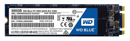 Western Digital SSD disk Blue M.2 2280, 500 GB (WDS500G1B0B)