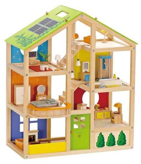 Hape drvena kuća za lutke, opremljena
