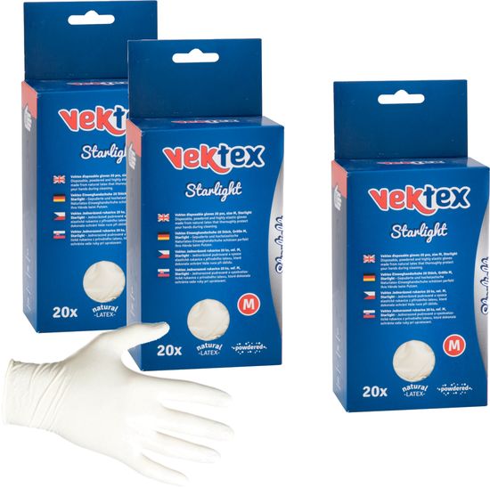 Vektex rukavice za jednokratnu upotrebu Starlight, veličina M, 3x 20 kom