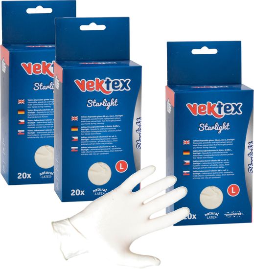 Vektex rukavice za jednokratnu upotrebu Starlight, veličina L, 3x 20 kom