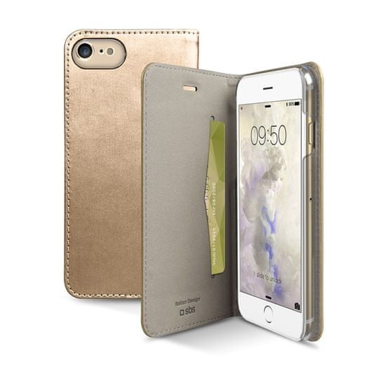 SBS preklopna torbica Gold iPhone 7, zlatna