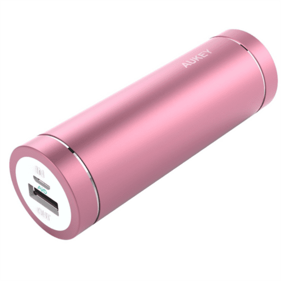 Aukey prijenosna baterija Mini Power Bank, 5000mAh, roza