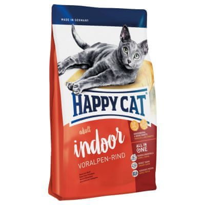 Happy Cat suha hrana za odrasle mačke Indoor, alpska govedina, 10 kg