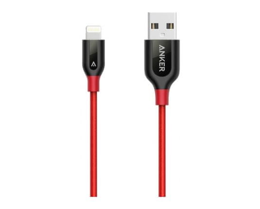 Anker kabel za punjenje od najlona PowerLine+ Lightning u USB, 0,9 m,crvena