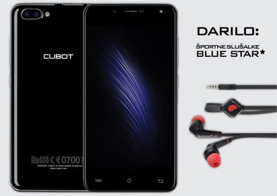 Cubot mobilni telefon Rainbow 2, crni + sportske slušalice