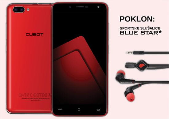 Cubot mobilni telefon Rainbow 2, crveni + sportske slušalice
