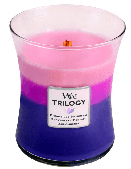 Woodwick troslojna svijeća Medium Trilogy Wild Berry Smoothie (92948)