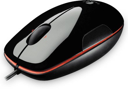 Logitech laserski miš M150, crno-crveni