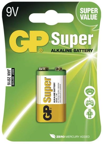 GP alkalna baterija Super 6LF22, 1 komad, blister