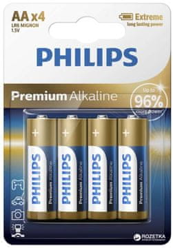 Philips baterije Premium Alkalne Blister AA, 4 komada