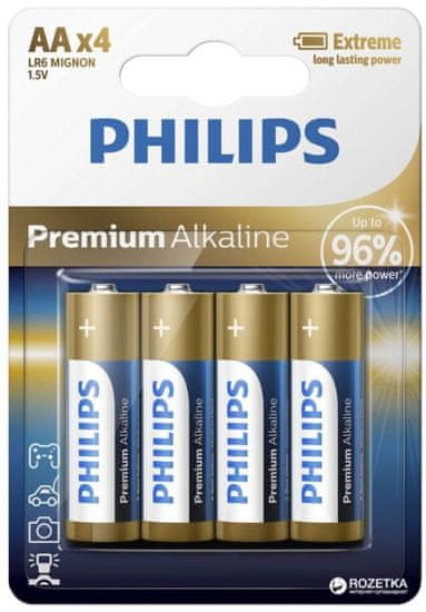 Philips baterije Premium Alkalne Blister AA, 4 komada