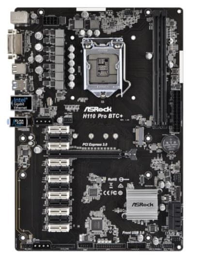 ASRock matična ploča H110 PRO BTC+, DDR4, SATA3, DVI, USB3, LGA1151, ATX