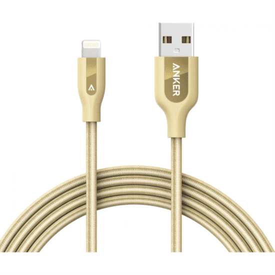 Anker kabel PowerLine+ Lightning, 1,8 m, zlatni
