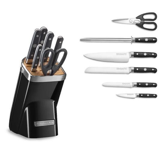 KitchenAid 7-dijelni set noževa s oštračem noževa i stalkom, crni