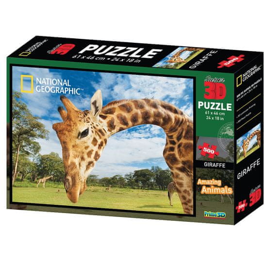 National Geographic slagalica 3D - Žirafa, 500 komada, 61x46 cm