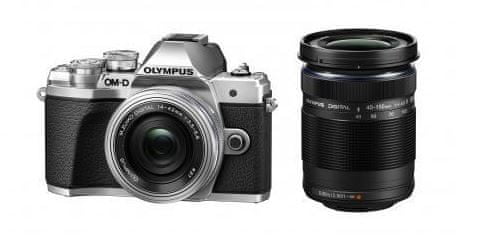 Olympus digitalni bezzrcalni fotoaparat OM-D E-M10 Mark III + 14-42 mm + 40-150 mm, srebrni
