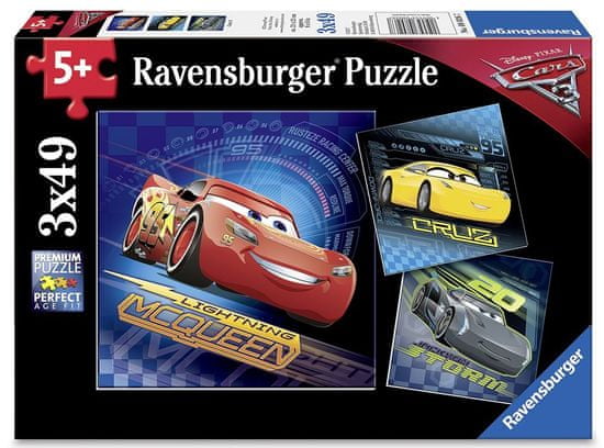 Ravensburger slagalica Disney Cars 3, 3 x 49 komada