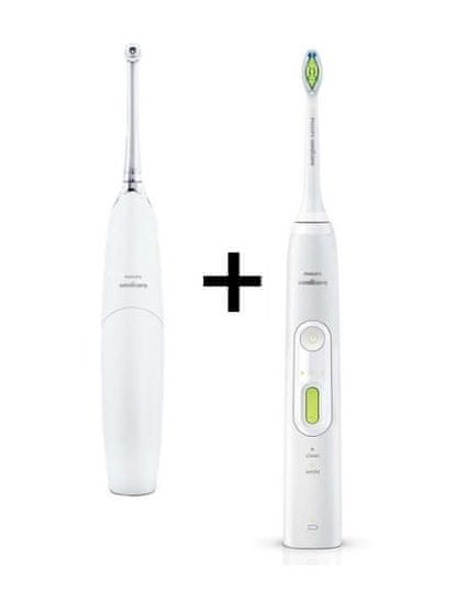 Philips Sonicare set električna četkica za zube Healthy White HX8911/01 + oralni tuš Airfloss Ultra White HX8331/01