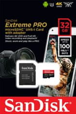 SanDisk microSDHC 32 GB UHS-I V30 A1 Extreme Pro 100MB/s + adaptér (SDSQXCG-032G-GN6MA)