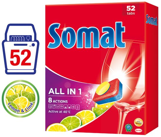 Somat tablete za perilicu suđa All in 1 Lemon&Lime, 52 komada