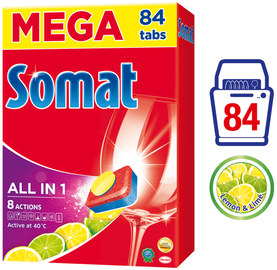Somat tablete za perilicu suđa All in 1 Lemon&Lime, 84 komada