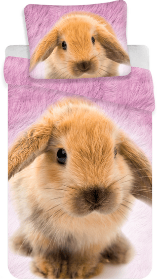 Jerry Fabrics bavlna povlečení králíček na růžovém podkladu 140x200 70x90