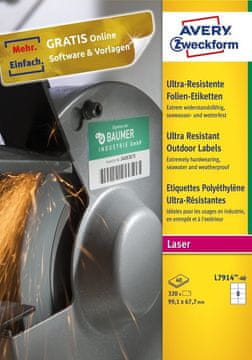 Avery Zweckform oznaka, L7914-40, 99,1 x 67,7 mm, bijela