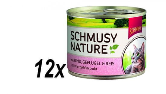 Schmusy hrana za mačke Nature, govedina i perad, 12 x 190 g