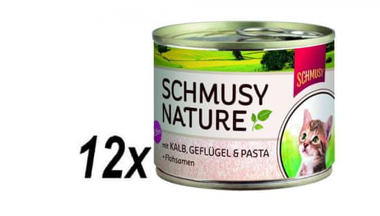 Schmusy hrana za mačke Nature, teletina i perad, 12 x 190 g